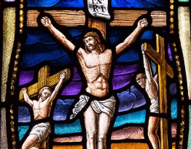 Three Crosses Stained Glass